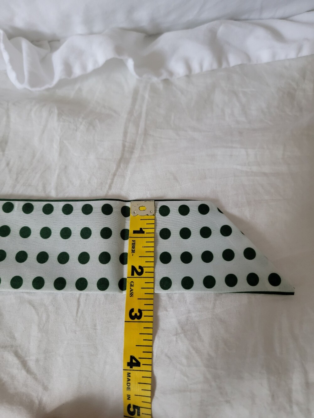 Green Polka Dot Bow Scarf Hair Tie - Picture 5 of 8